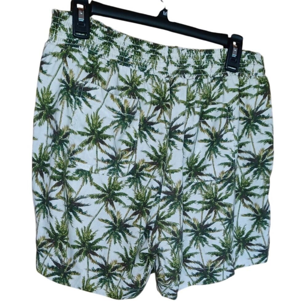 Briggs Shorts Linen Blend Palm Tree Print Ladder Stitch on Pockets Women's Large - Picture 4 of 6